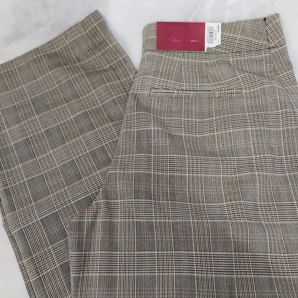 212 Collection Pants - 212 Collection Classic Slimming Fit Womens 2 Gray Brown Plaid Pants NEW NEW F